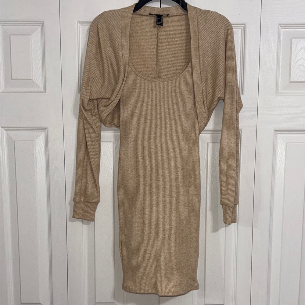 Elegant Tan Knit Dress